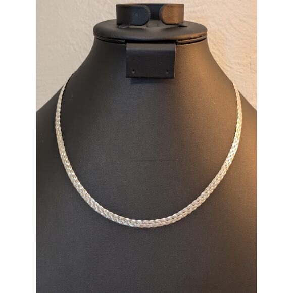 5 Strand Braided Herringbone Diamond Cut 925 Sterling Silver 5mm Chain Necklace - Picture 7 of 8